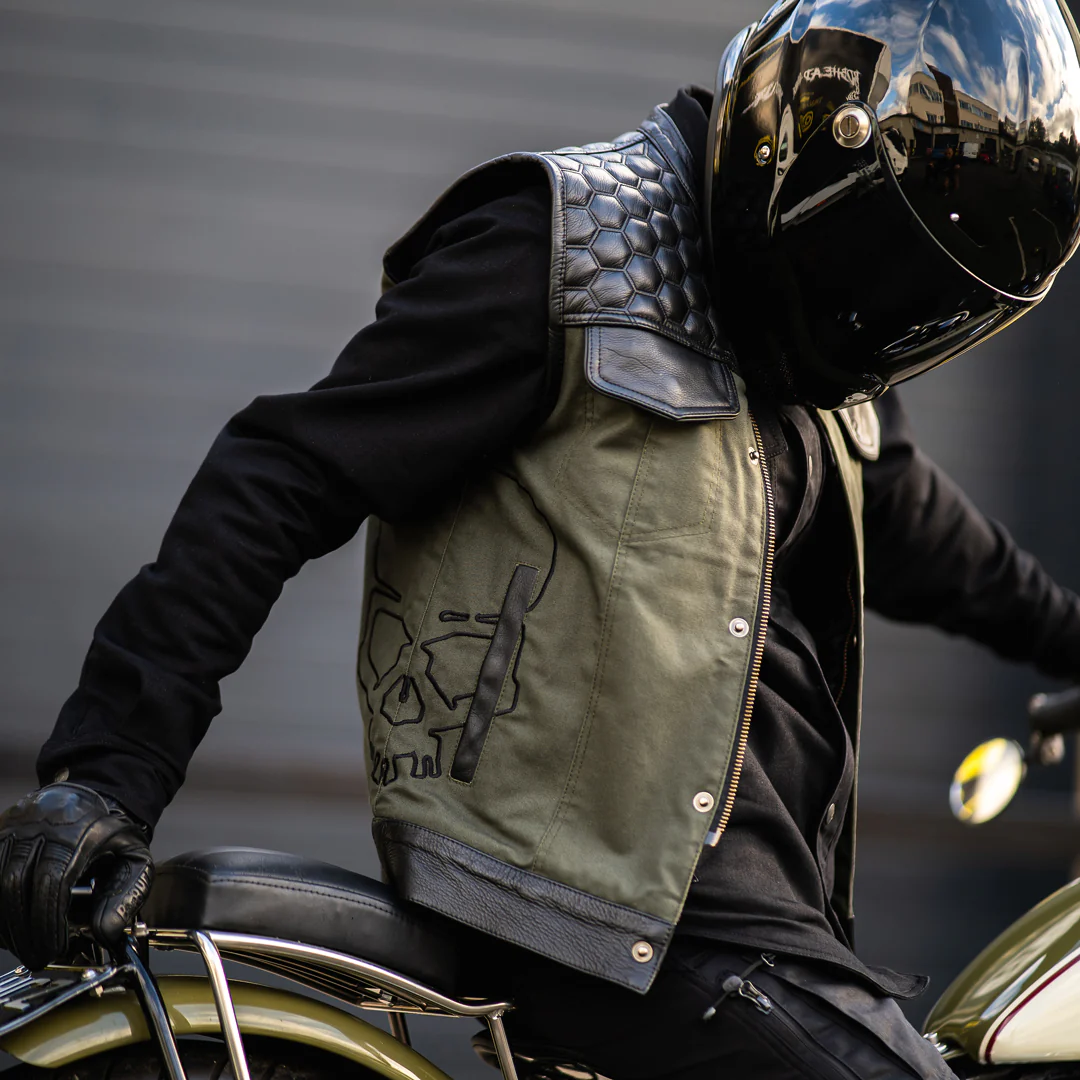Motorcycle Cut Alpha Hex Leather & Denim - Image 3