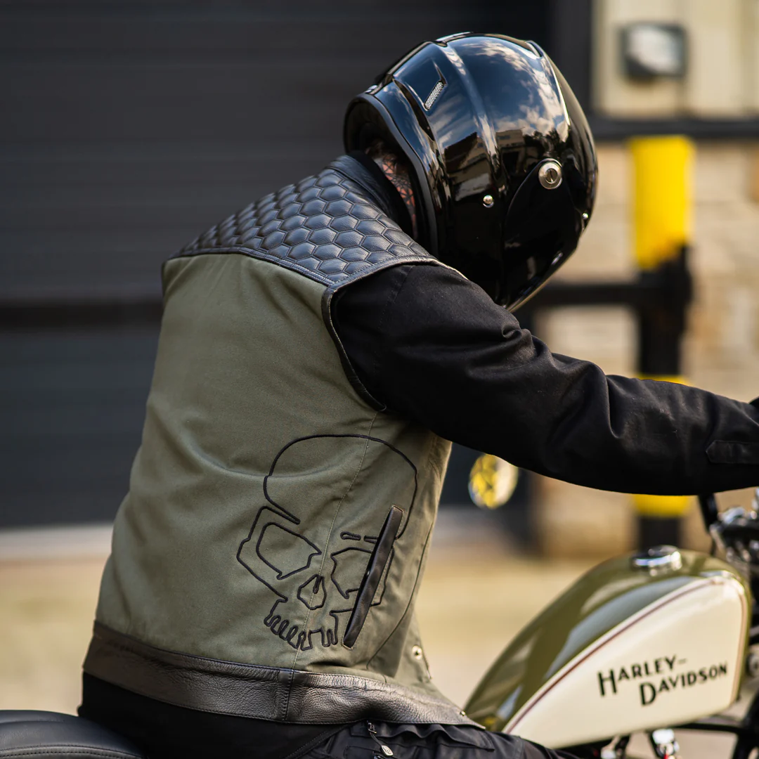 Motorcycle Cut Alpha Hex Leather & Denim - Image 4