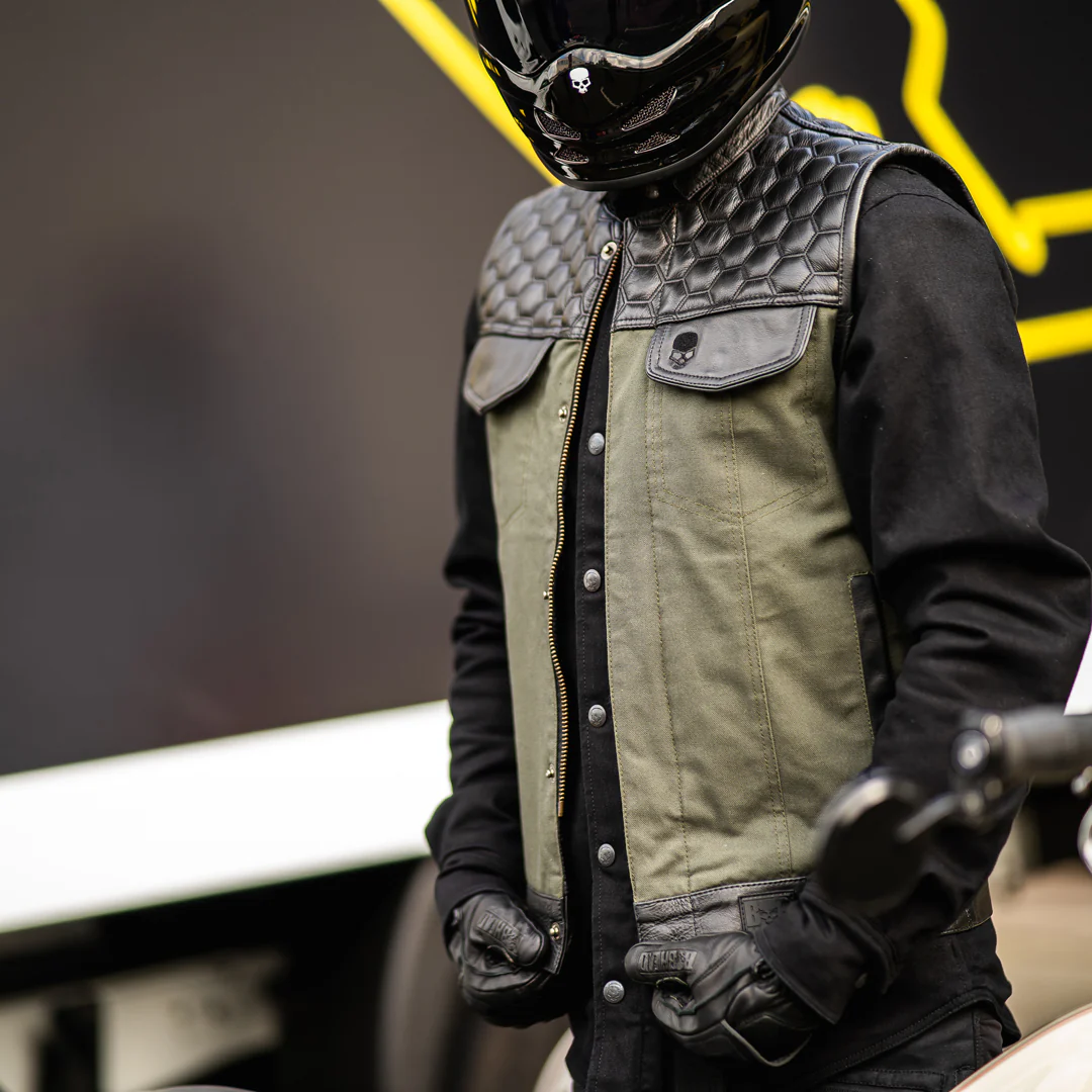 Motorcycle Cut Alpha Hex Leather & Denim - Image 5
