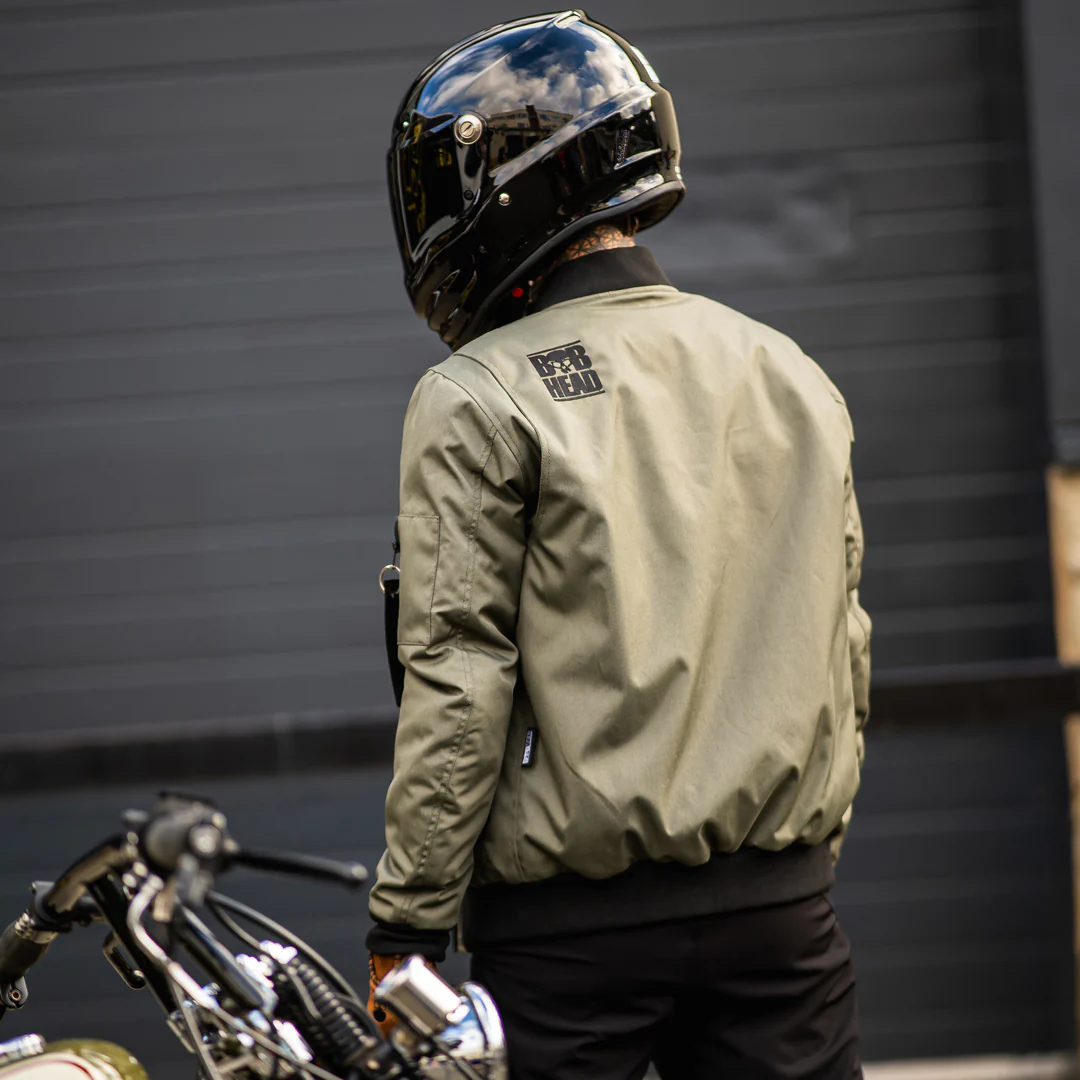 Motorcycle Jacket Protective Textile Alpha Bomber Green | Armored AAA - Image 3