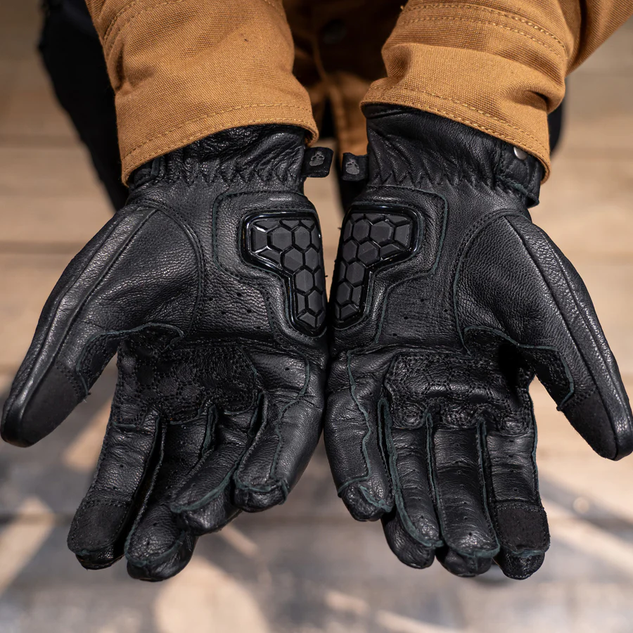Motorcycle Glove Protective Reaper Leather Black - Image 3