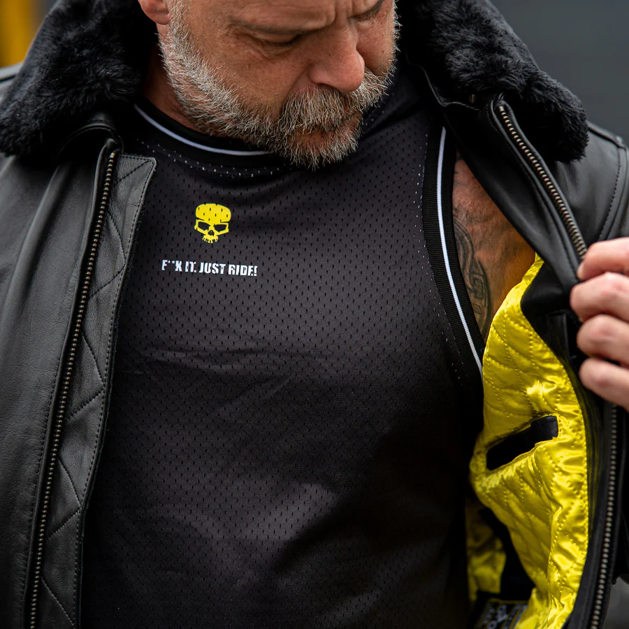 Leather Motorcycle Jacket Protective Bomber Black | Armored AAA - Image 5